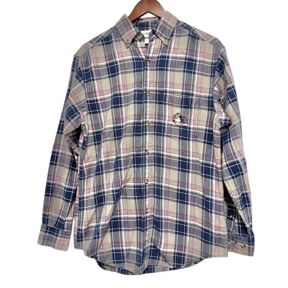 VTG Walt Disney World Y2K Cotton Flannel Button Down Embroidered Small Oversized